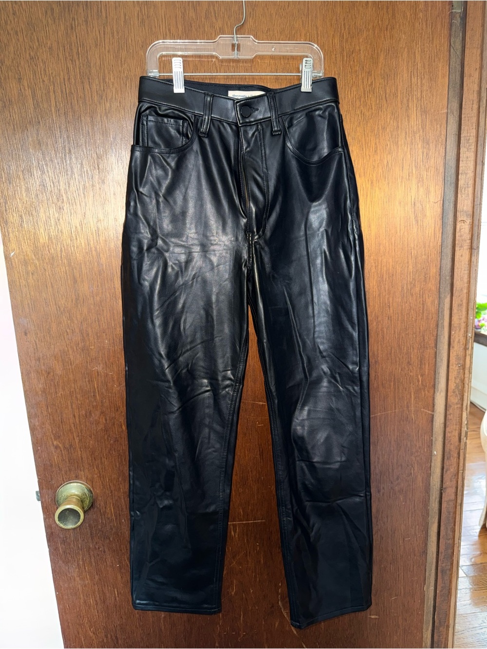 Abercrombie Black Faux Leather High-Rise Ankle Pants Size 26/2